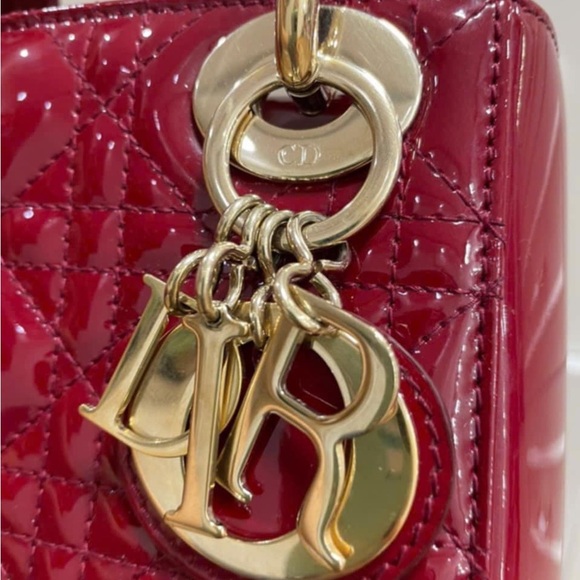 DIOR Mini Lady Dior Bag Cherry Red Patent Cannage Calfskin - Picture 6 of 11